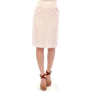 Andrea Incontri White Cotton Checkered Pencil Women's Skirt